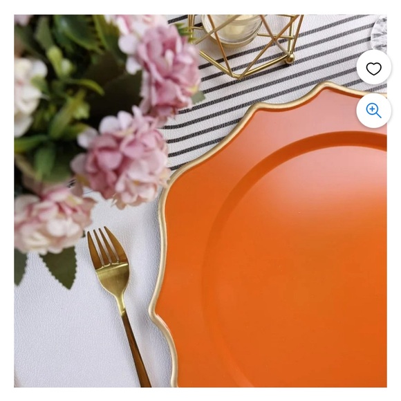 OMURIKO Orange Charger Plates- 6ct - Picture 2 of 6